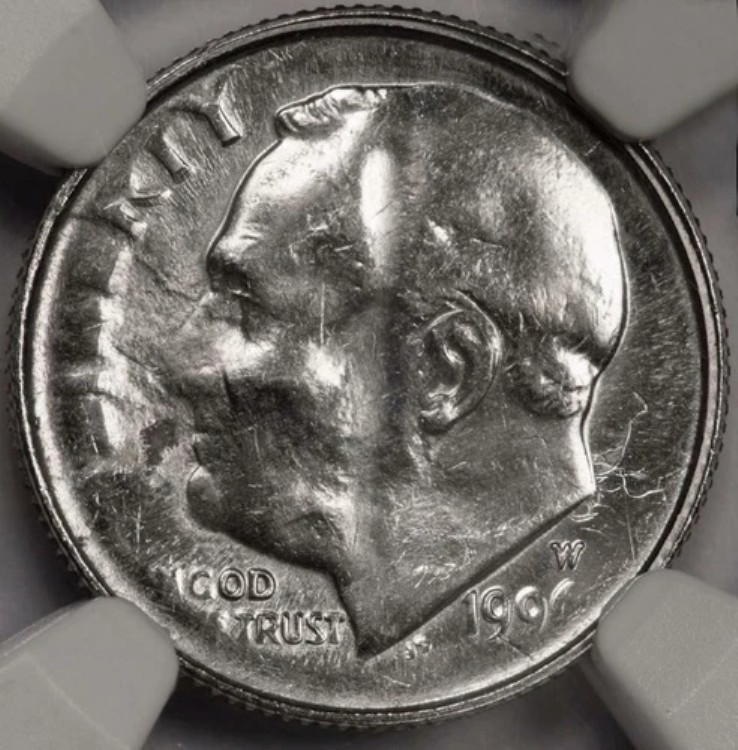1996 W NGC MS64 メジャー スタック スルー レア ダイム ミント エラー 布が見える多くの繊維?