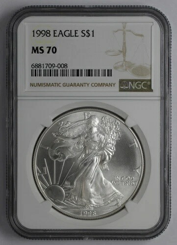 1998年 1ドル アメリカン シルバー イーグル NGC MS 70 1,001,000円