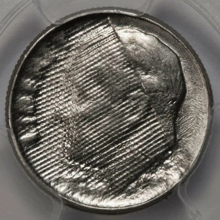 PCGS MS62 75% 布を貫通した刻印入りダイム ミントエラー 驚くほどユニークで希少