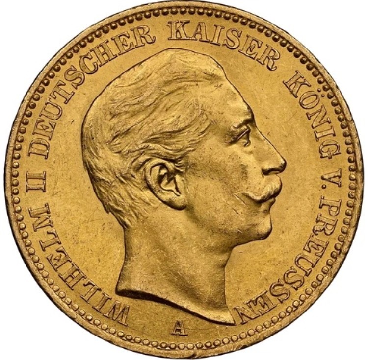 プロイセン - 1904-A ヴィルヘルム2世 20マルク - NGC MS62 - 素晴らしいPQ