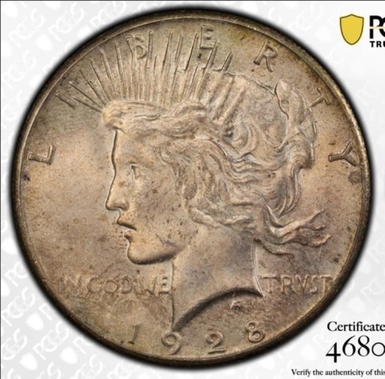 1928年 P $1 ピース銀貨 - PCGS MS64