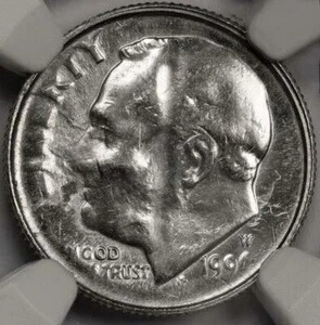 1996 W NGC MS64 メジャー スタック スルー レア ダイム ミント エラー 布が見える多くの繊維? 1,001,000円