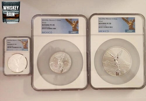 2023 メキシコ リベルタ NGC リバース PF 70 ULTRA CAMEO 3 コインセット 1 オンス、2 オンス、5 オンス 1,001,000円