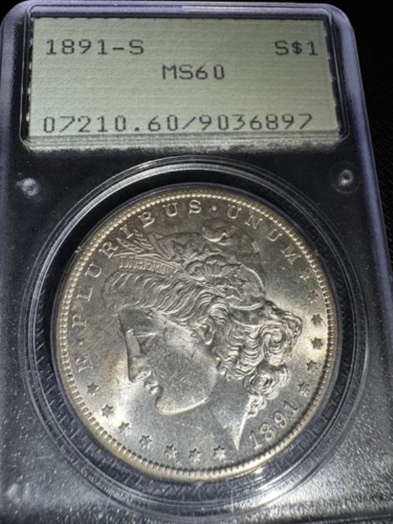 1891-S MS-60 モルガン銀貨1ドルは見た目が良い 400,400円