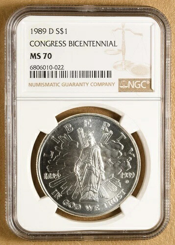 1989年 D 議会二百周年記念銀貨 NGC MS70