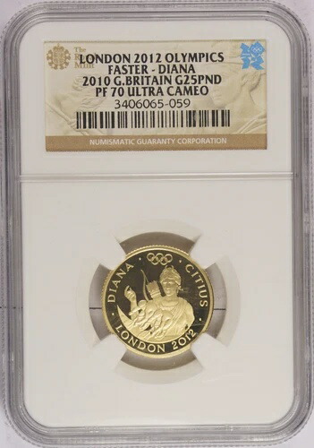 2010年ロンドン2012年オリンピック ファスターダイアナ ゴールド 25ポンド NGC PF70UC KM# 1164 1,001,000円