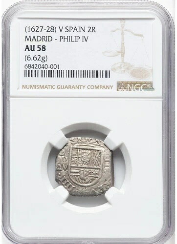 スペイン フェリペ4世 コブ2 レアレス ND (1627-1628) M-V NGC AU58 1,001,000円