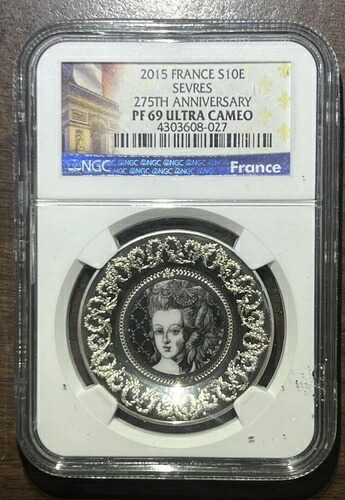 2015年 フランス S10E セーヴル 275周年記念銀貨 NGC PF69 UCAM プレート型 1,001,000円