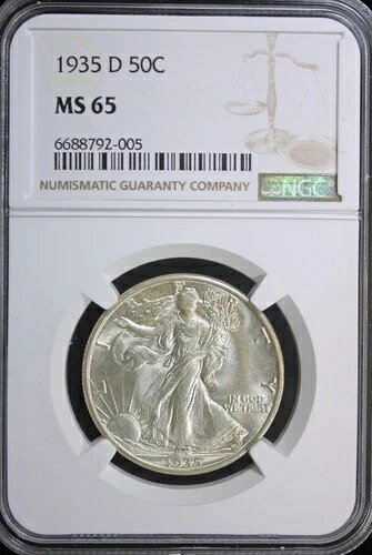 1935-D ウォーキング・リバティ・ハーフダラー NGC MS-65 (2531838)