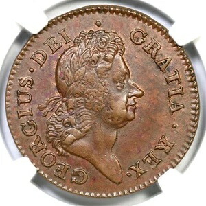 1722 4.2-BD.1 NGC AU 58 ハープ レフト ハイベルニア コロニアル銅貨 1/2P 1,001,000円