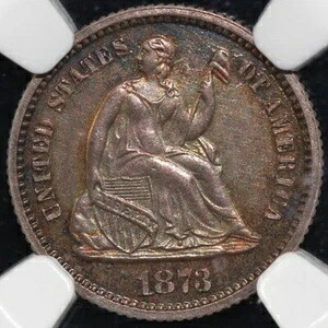 1873年 H10c プルーフ シーテッド リバティ ハーフダイム NGC PF 65