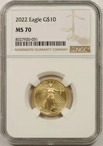 2022年 ゴールドイーグル 10ドル NGC MS 70 (クォーターオンス) 1/4オンス 純金 1,001,000円