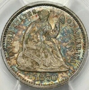 ????PCGS?? MS65???? 1870年 自由の女神像 ハーフダイム