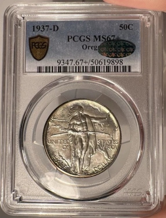 1937-D 50セント PCGS MS 67+ CAC オレゴン記念ハーフドル 432,135円