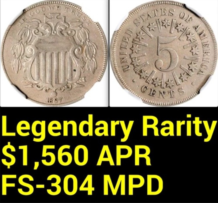 1867 NGC AU レイズ MPD 伝説的希少品 $1,560 FS-304 シールドニッケル スライダー BU 5C