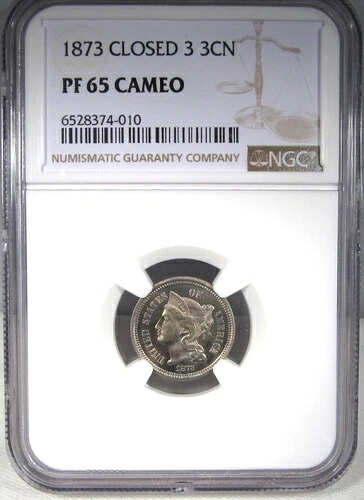 ブルーチップ品質 1873年 3セントニッケル ローポッププルーフ NGC PF65 カメオ AN761