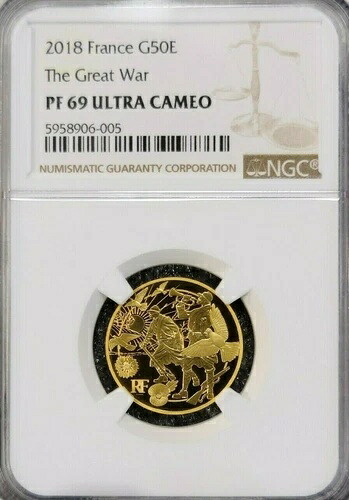 2018年 フランス ゴールド 50ユーロ 第一次世界大戦 NGC PF 69 ウルトラカメオ レア トップポップ