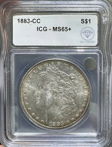 1883年CCモルガン銀貨 ICG MS-65+ IDC検証済み（トーン付き）