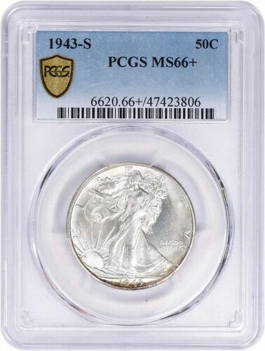 1943-S ウォーキング・リバティ・シルバー・ハーフダラー MS66+ PCGS
