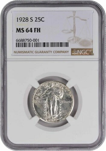 1928-S スタンディング・リバティ・シルバー・クォーター MS64FH NGC 401,280円