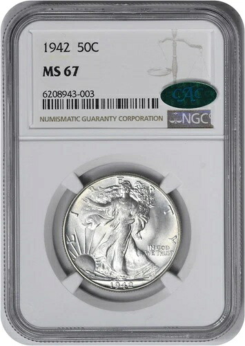 1942年ウォーキング・リバティ・シルバー・ハーフドル MS67 NGC (CAC)