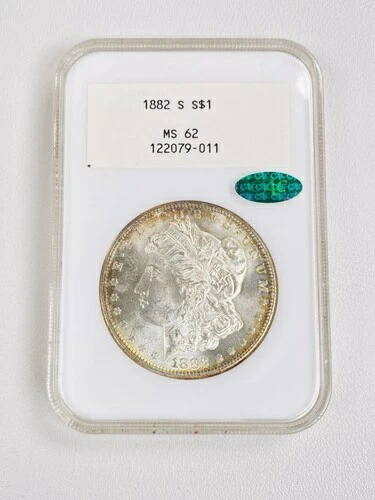 1882-S モルガン銀貨 $1 NGC MS62 CAC ホワイトラベル Gen 2.0 オールドレアファッティ 403,040円