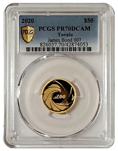 2020 1/4オンス ゴールド 50 ドル ツバル JAMES BOND 007 PCGS PR70DCAM ゴールド シールド コイン。