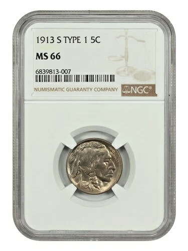 1913-S 5C NGC MS66 (タイプ1) - バッファローニッケル