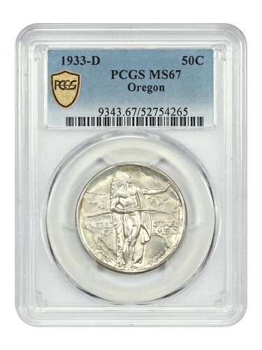 1933-D 50セント オレゴン PCGS MS67 - クラシックシルバー記念品 - 少量発行