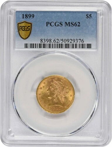 1899年 5ドル金貨 リバティヘッド MS62 PCGS