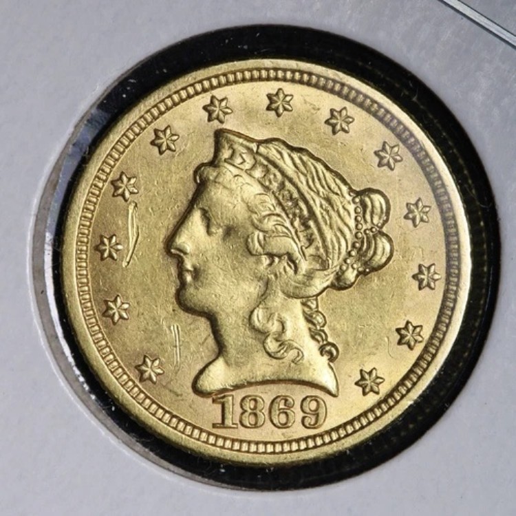 1869-S 2.50ドル金貨 リバティクォーターイーグル CHOICE AU++ E935 JMMM