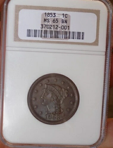 ラージ セント 1853 NGC MS 65+++ 古いホルダー モンスター アンダーグレード WOW コイン!