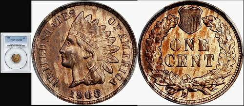 1908 1C- PCGS MS65RB- インディアンヘッド スモールセント