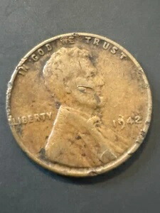 1942年 1C BN リンカーンセント ダブリングエラー、ダイチップエラー、ウィートペニー