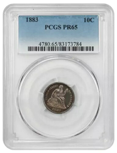 1883年 PCGS PR65 発行枚数 1,039枚 -- プルーフ 10セント ? 着席型ダイム