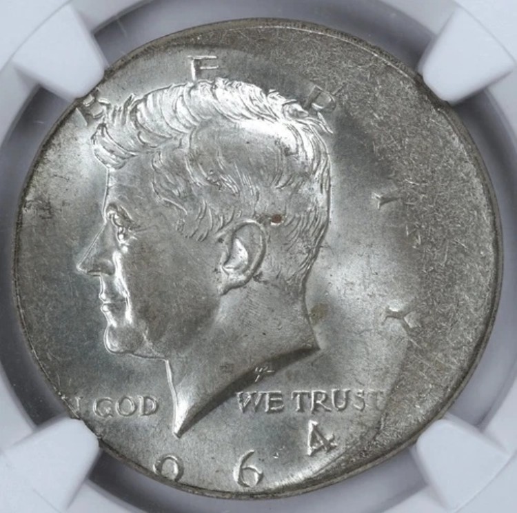 1964年 50セント オフセンターストラック ケネディ ハーフダラー 希少 ミントエラー NGC MS62 シルバー