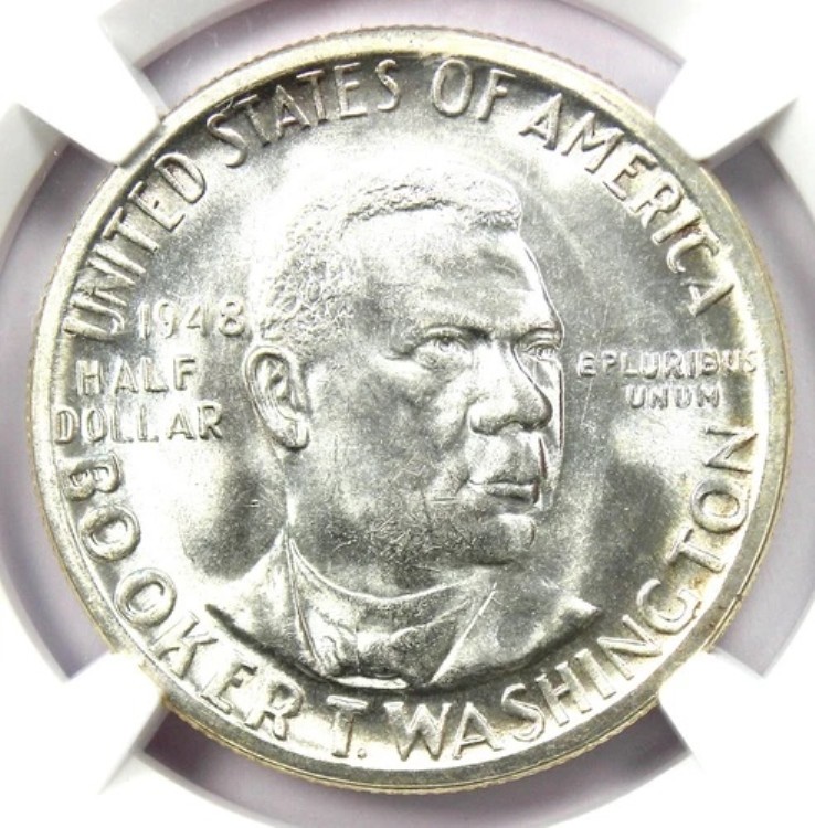 1948-S BTW ブッカー・T・ワシントン ハーフダラー 50セント。NGC MS67+ CAC Plus - 価値3250ドル