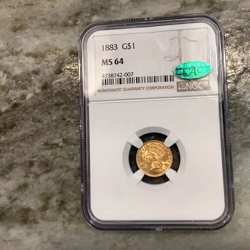 1883年 タイプ3 1ドル金貨 MS 64 CAC