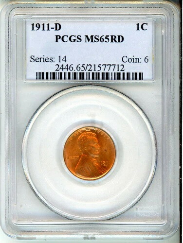1911 D 1C リンカーン PCGS MS65RD