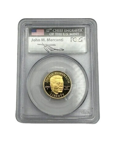 1997-W ジャッキー・ロビンソン記念 5ドル金貨 PR69DCAM PCGS マーカンティ サイン入り