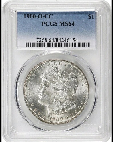 1900-O/CC モルガン PCGS MS64! 希少なマーク付きシルバードル