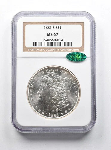 MS67 1881-S モルガン銀貨 CAC NGC *1222