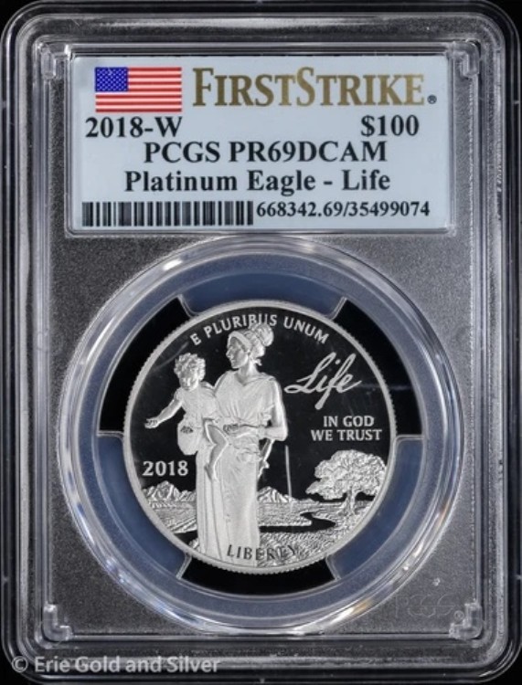 2018-W 100ドル プルーフ 1オンス プラチナ イーグル ライフ PCGS PR 69 DCAM | ファーストストライク