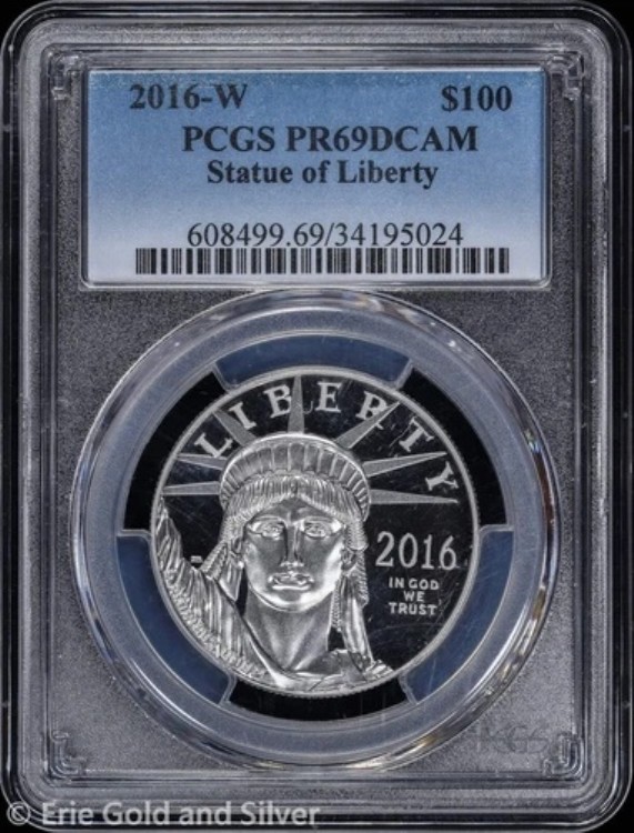 2016-W 100ドル プルーフ 1オンス プラチナ イーグル PCGS PR 69 DCAM