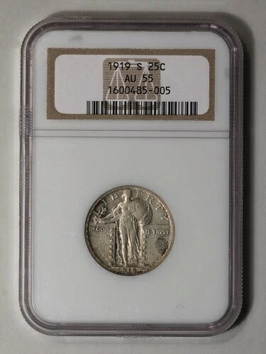 1919-S スタンディングリバティクォーター 25セント NGC AU55