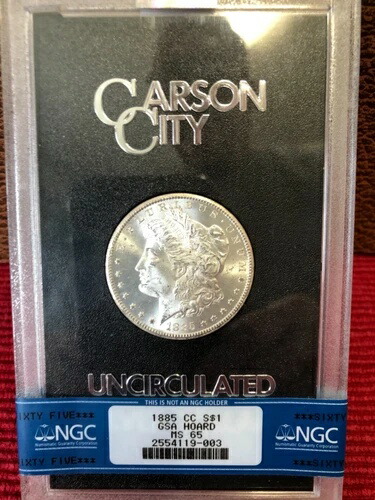 1885年CCモルガン銀貨、NGCによるMS65グレード