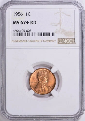 1956年リンカーンセント NGC MS67+ レッド