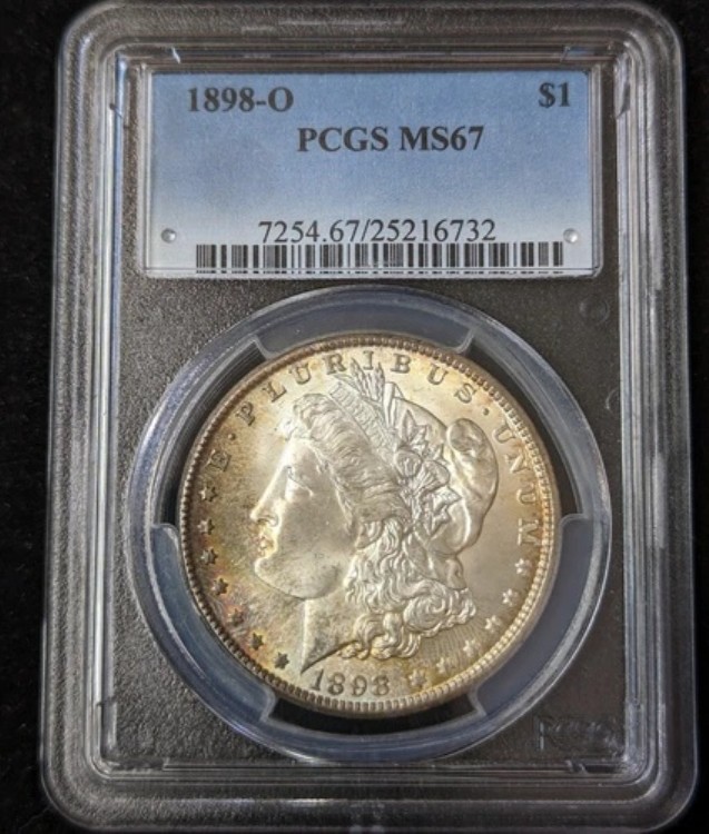 1898-O $1 PCGS MS67 トーン加工 シルバー モルガン ダラー 25216732