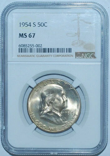 1954年S NGC MS67 フランクリンハーフダラー