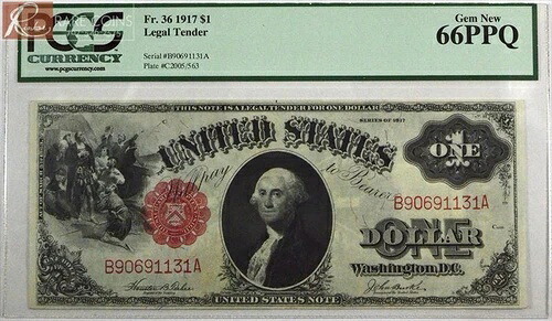 1917 年 1 ドル36 法定通貨 PCGS CU 66 PPQ 544,280円